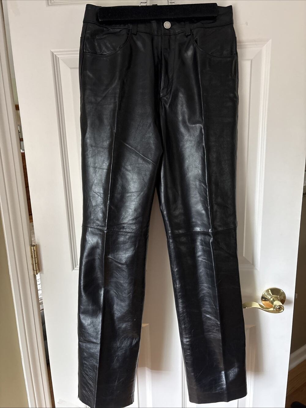 Vintage Banana Republic Genuine Leather Pants Black Y2K Biker Rare Womens Size 4